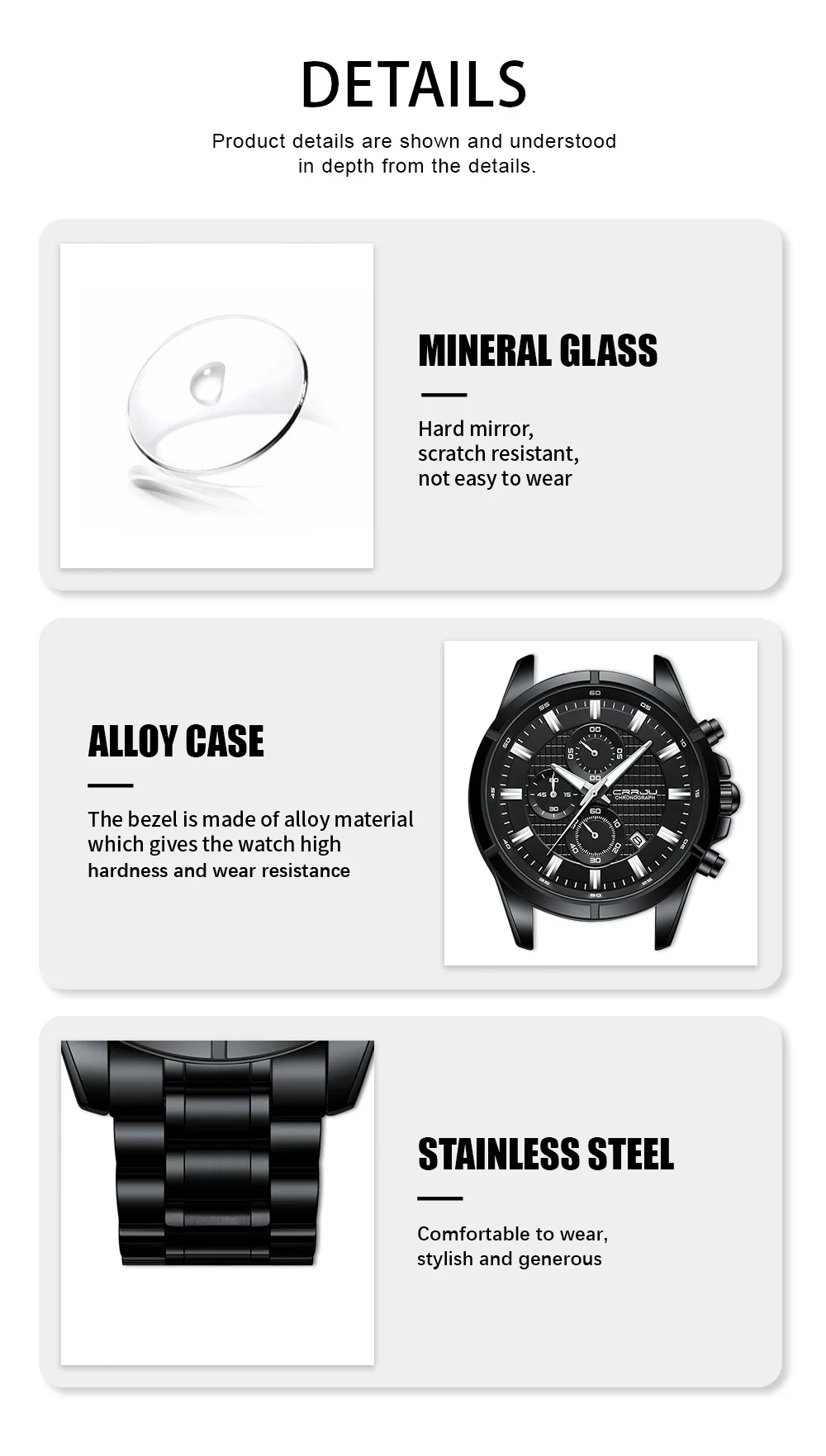 CRRJU Men Watch Full Steel Top Brand Luxury Sports Quartz Watch Men Waterproof Luminous Auto Date Wristwatch Relogio Masculino