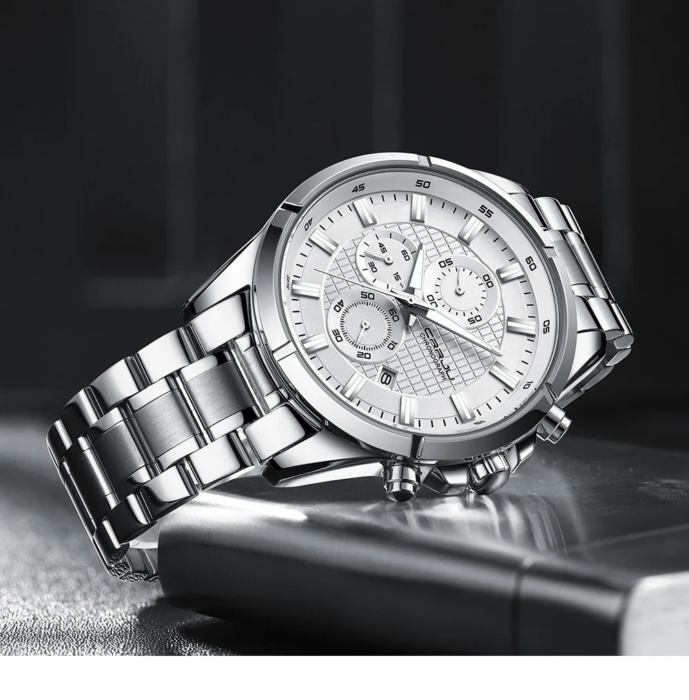CRRJU Men Watch Full Steel Top Brand Luxury Sports Quartz Watch Men Waterproof Luminous Auto Date Wristwatch Relogio Masculino