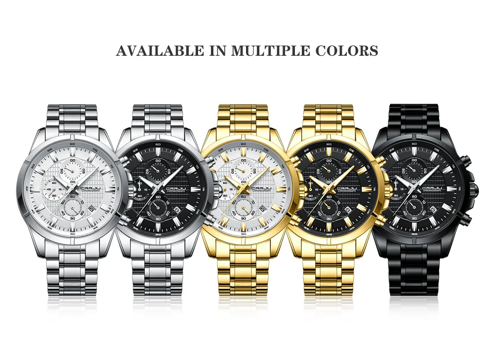CRRJU Men Watch Full Steel Top Brand Luxury Sports Quartz Watch Men Waterproof Luminous Auto Date Wristwatch Relogio Masculino