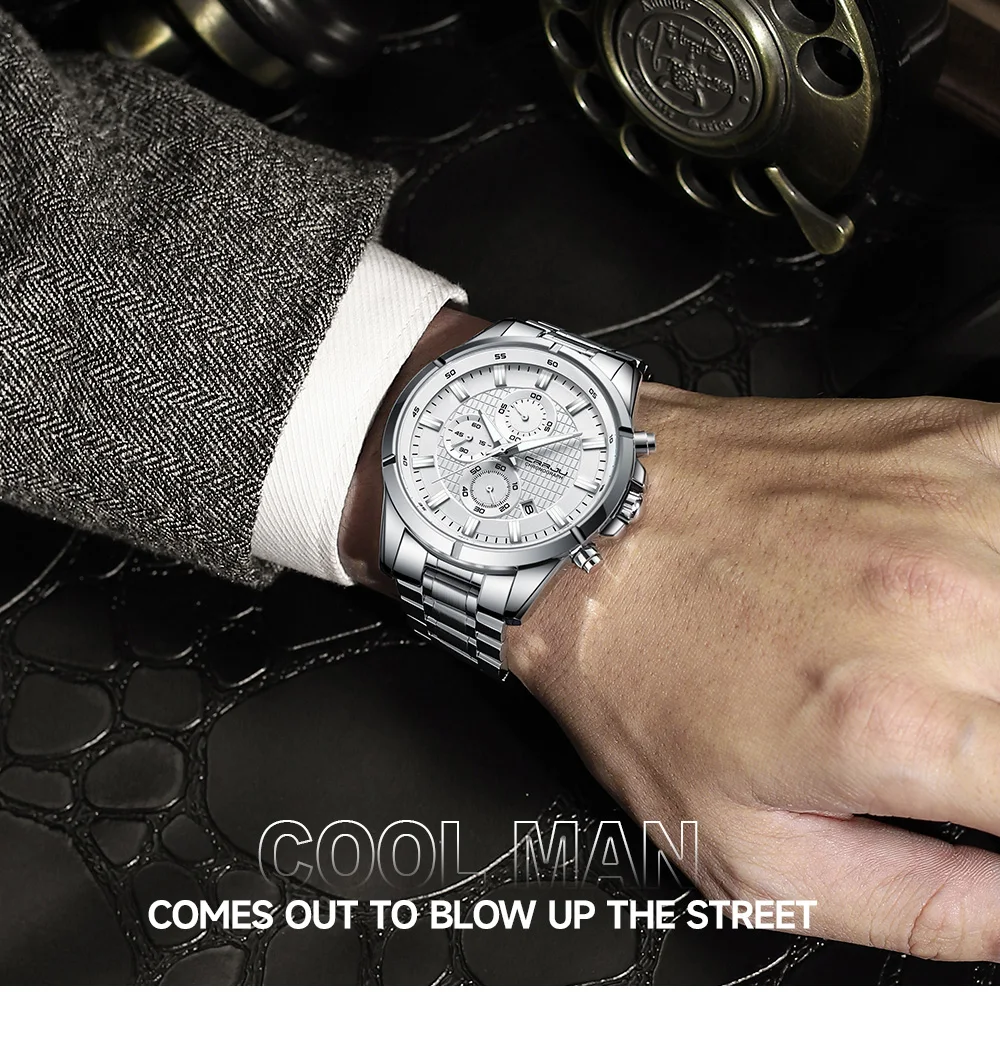 CRRJU Men Watch Full Steel Top Brand Luxury Sports Quartz Watch Men Waterproof Luminous Auto Date Wristwatch Relogio Masculino