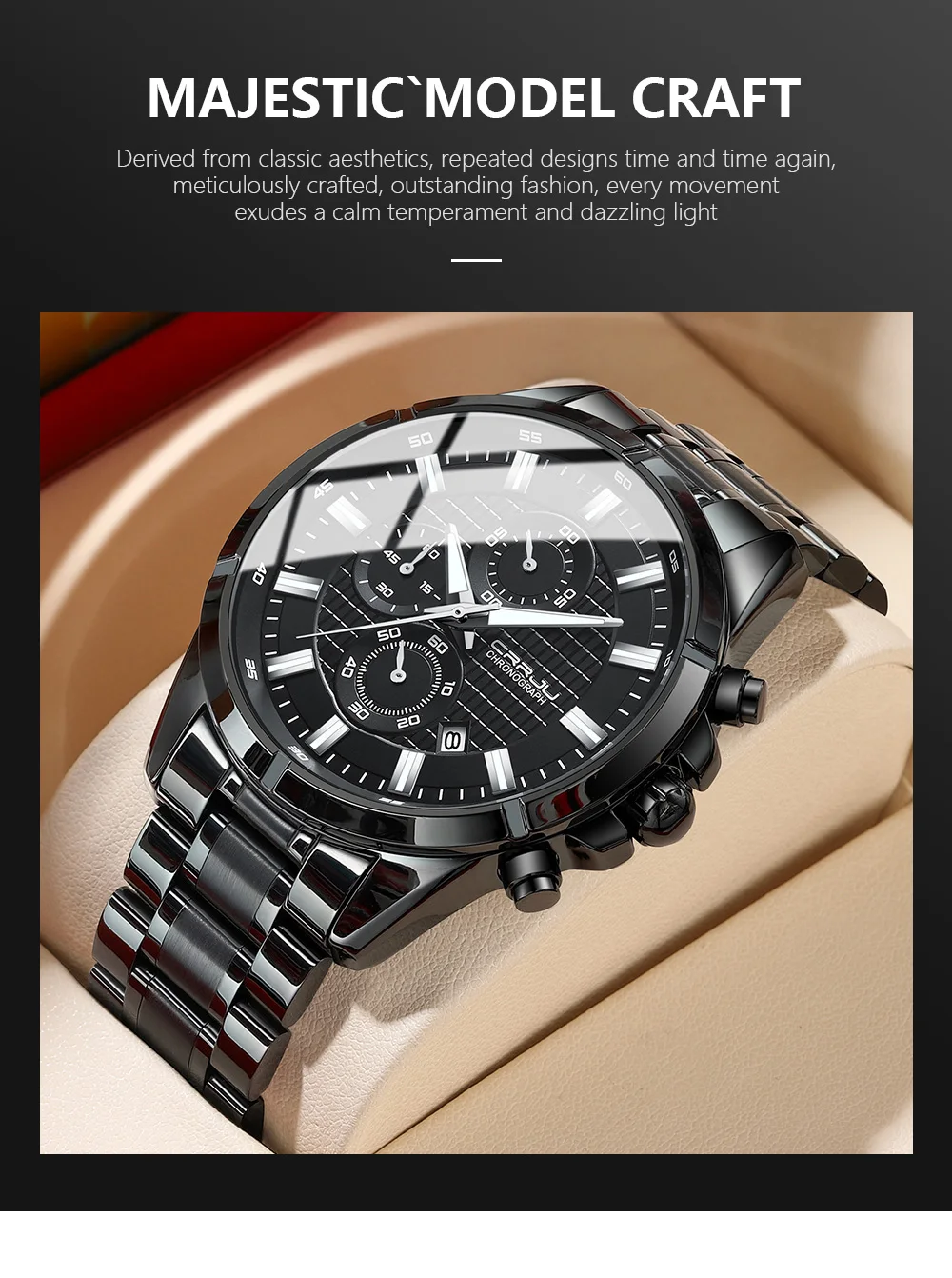 CRRJU Men Watch Full Steel Top Brand Luxury Sports Quartz Watch Men Waterproof Luminous Auto Date Wristwatch Relogio Masculino