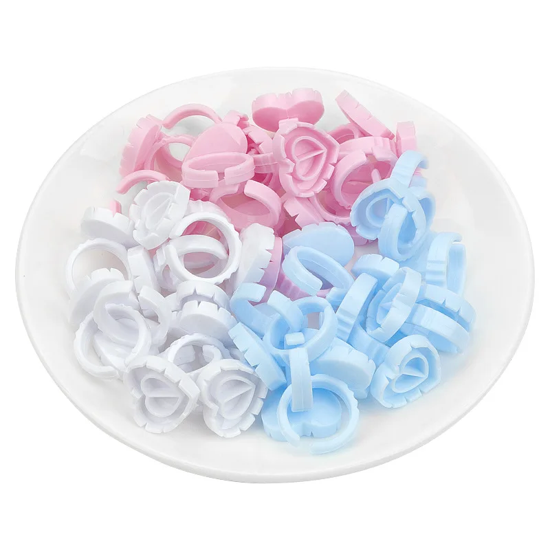 Befer Wholesale 100Pcs/Bag Disposable Eyelash Extension Glue Fan Cup Ring Tattoo Pigment Holder Container Lash Tools Supplier