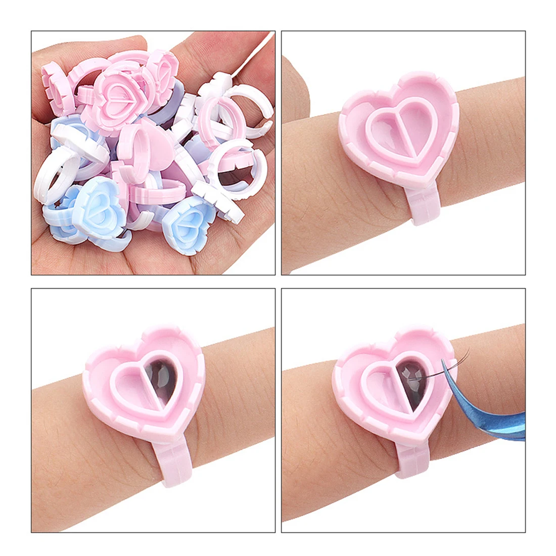 Befer Wholesale 100Pcs/Bag Disposable Eyelash Extension Glue Fan Cup Ring Tattoo Pigment Holder Container Lash Tools Supplier
