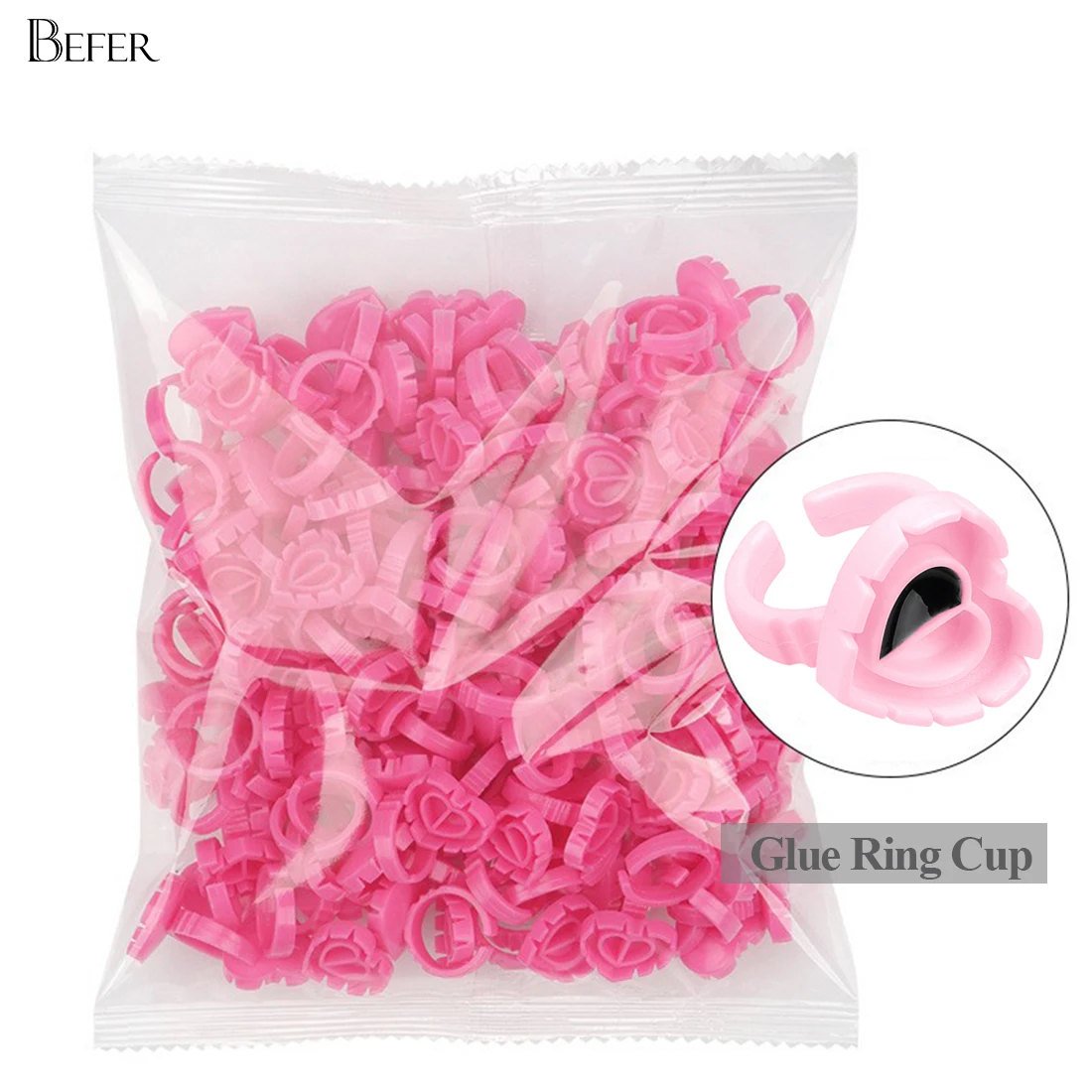 Befer Wholesale 100Pcs/Bag Disposable Eyelash Extension Glue Fan Cup Ring Tattoo Pigment Holder Container Lash Tools Supplier