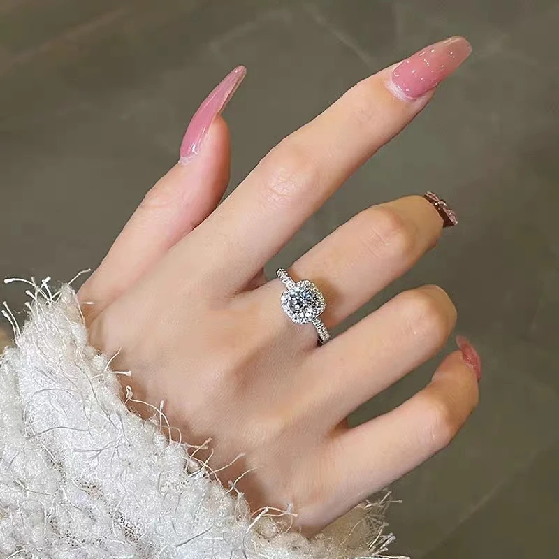 Luxury Clear CZ Heart Finger Ring for Women Wholesale 925 Sterling Silver Wedding Engagement Statement Fashion Fine Jewelry