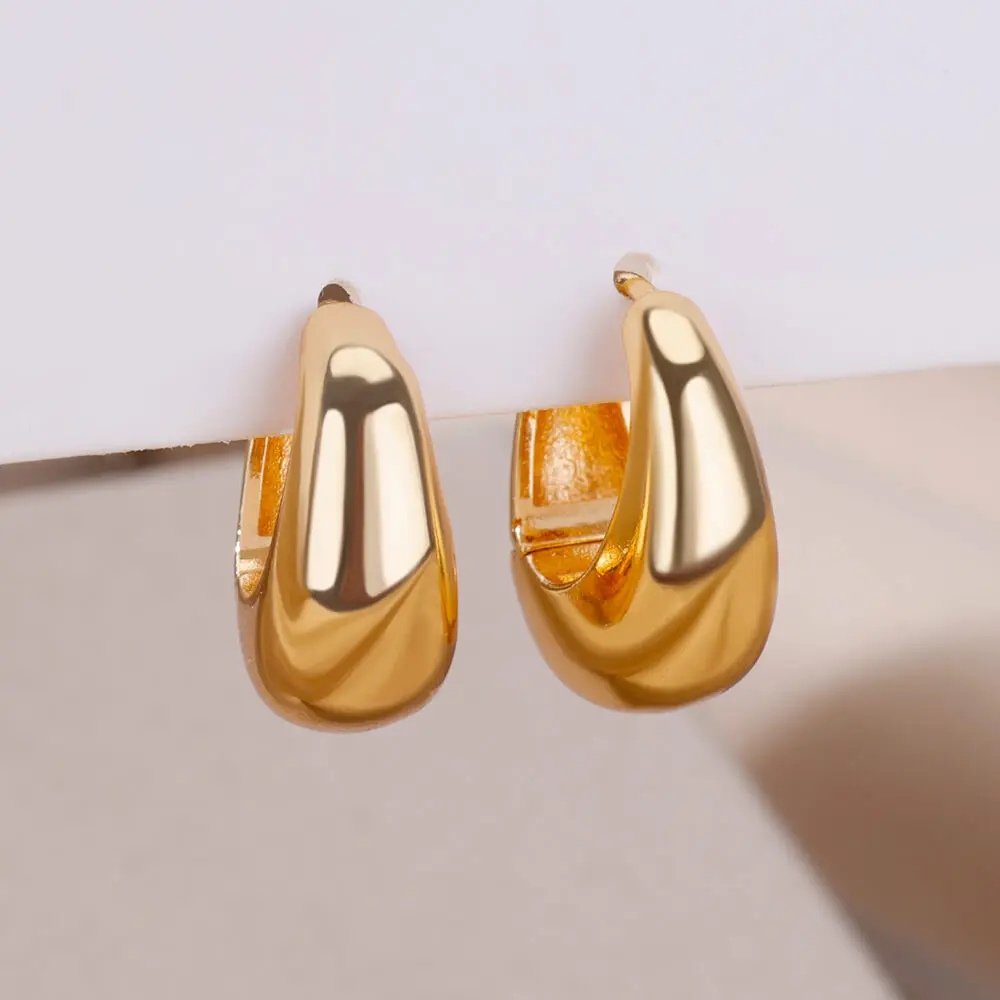 Vintage Tear Drop Hoop Earrings For Women Stainless Steel Gold Color Chunky Dome Earring 2023 Trendy Statement Ear Jewelry Gift