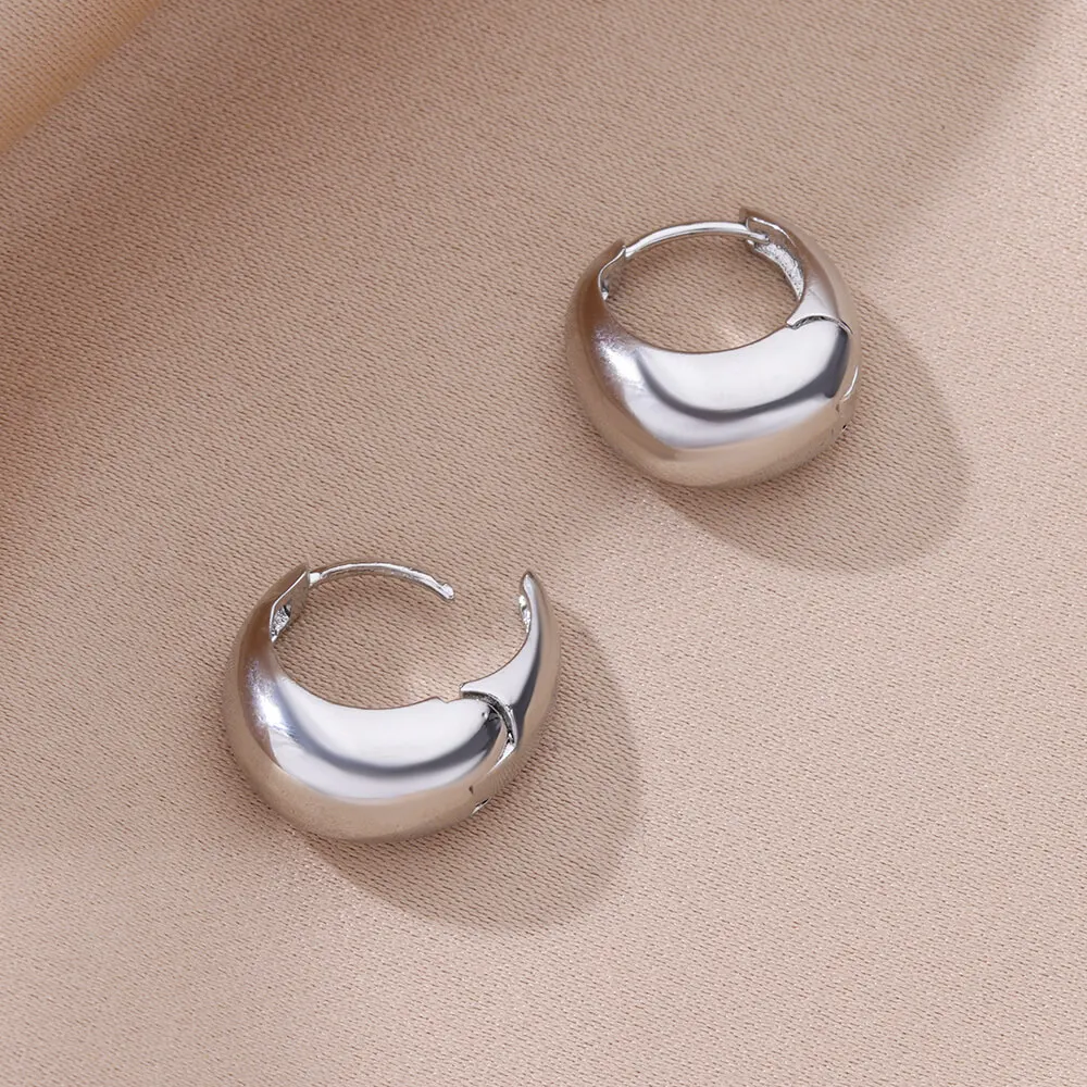 Vintage Tear Drop Hoop Earrings For Women Stainless Steel Gold Color Chunky Dome Earring 2023 Trendy Statement Ear Jewelry Gift