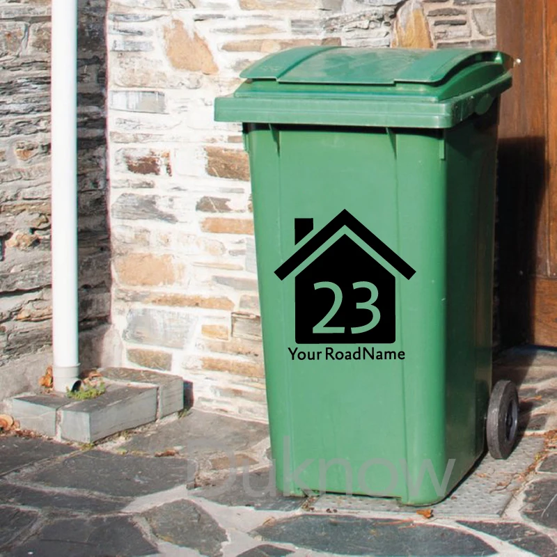 3Pcs Wheelie Bin Vinyl Sticker Custom Street House Number Container Stickers Waterproof Removable Outdoor Trash Stickers