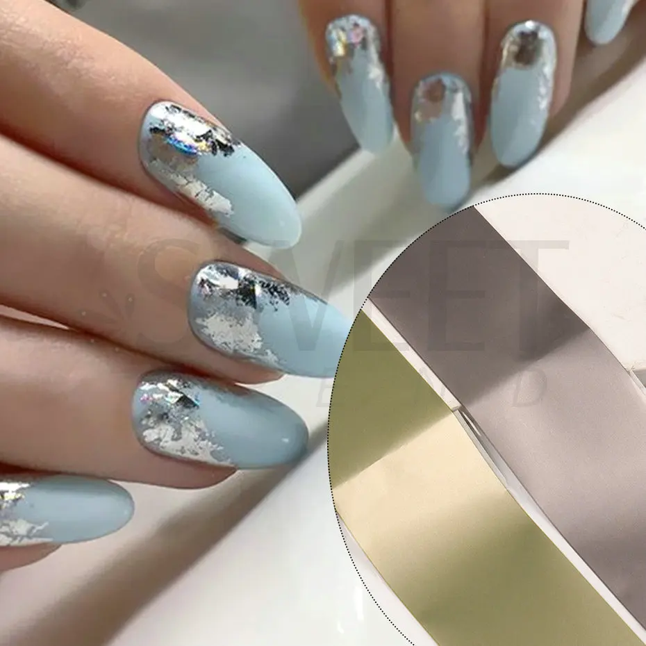 10pcs Matte Metallic Nail Foils Gold Silver Metallic Mirror Starry Paper Gel Polishing Transfer Sticker Nail Art Decor BEDXK11