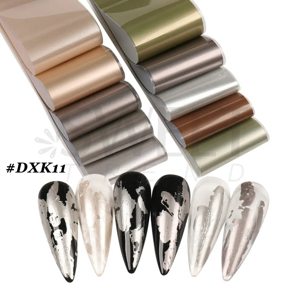 10pcs Matte Metallic Nail Foils Gold Silver Metallic Mirror Starry Paper Gel Polishing Transfer Sticker Nail Art Decor BEDXK11