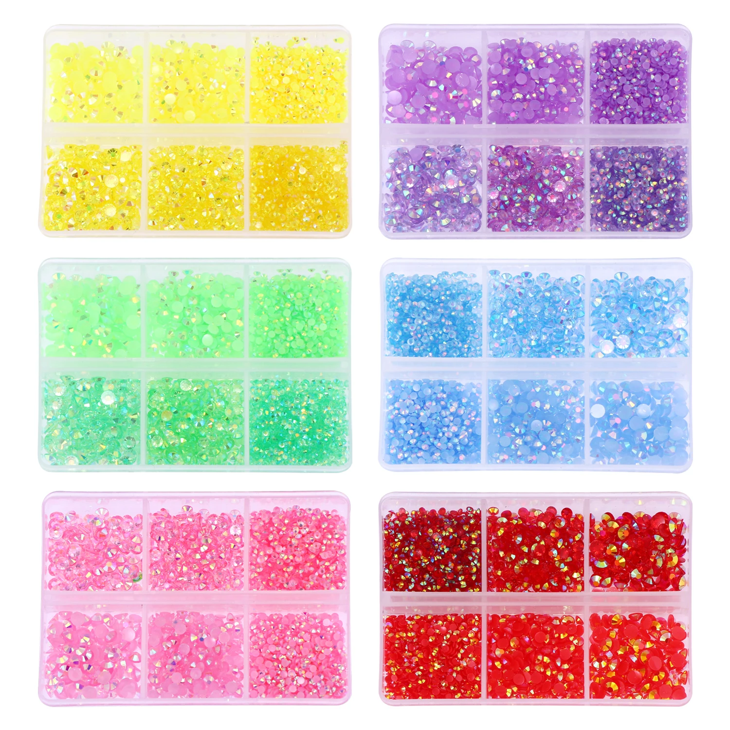 2700Pcs/Box 2/3/4mm AB Jelly Nail Rhinestones Resin Flatback Clear Nail Gem Stone for DIY Nail Art Decoration Accessories