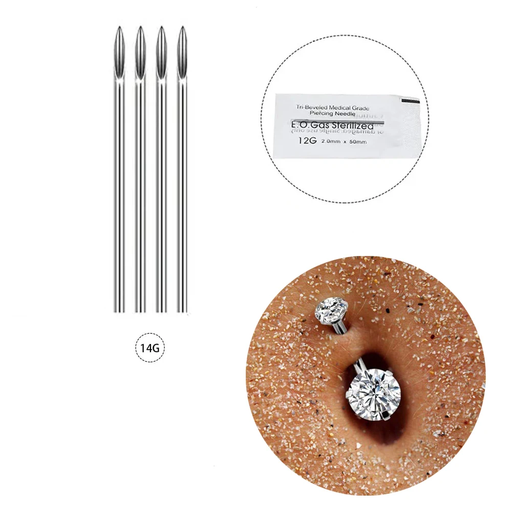 8PCS Belly Piercing Kit - 14G Belly Button Ring with 316L Steel Piercing Needles and Piercing Clamp Belly Kit