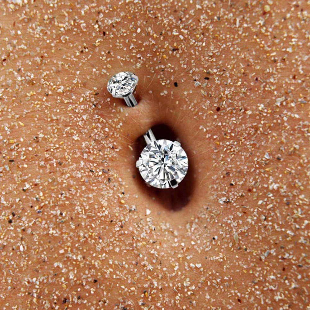 8PCS Belly Piercing Kit - 14G Belly Button Ring with 316L Steel Piercing Needles and Piercing Clamp Belly Kit