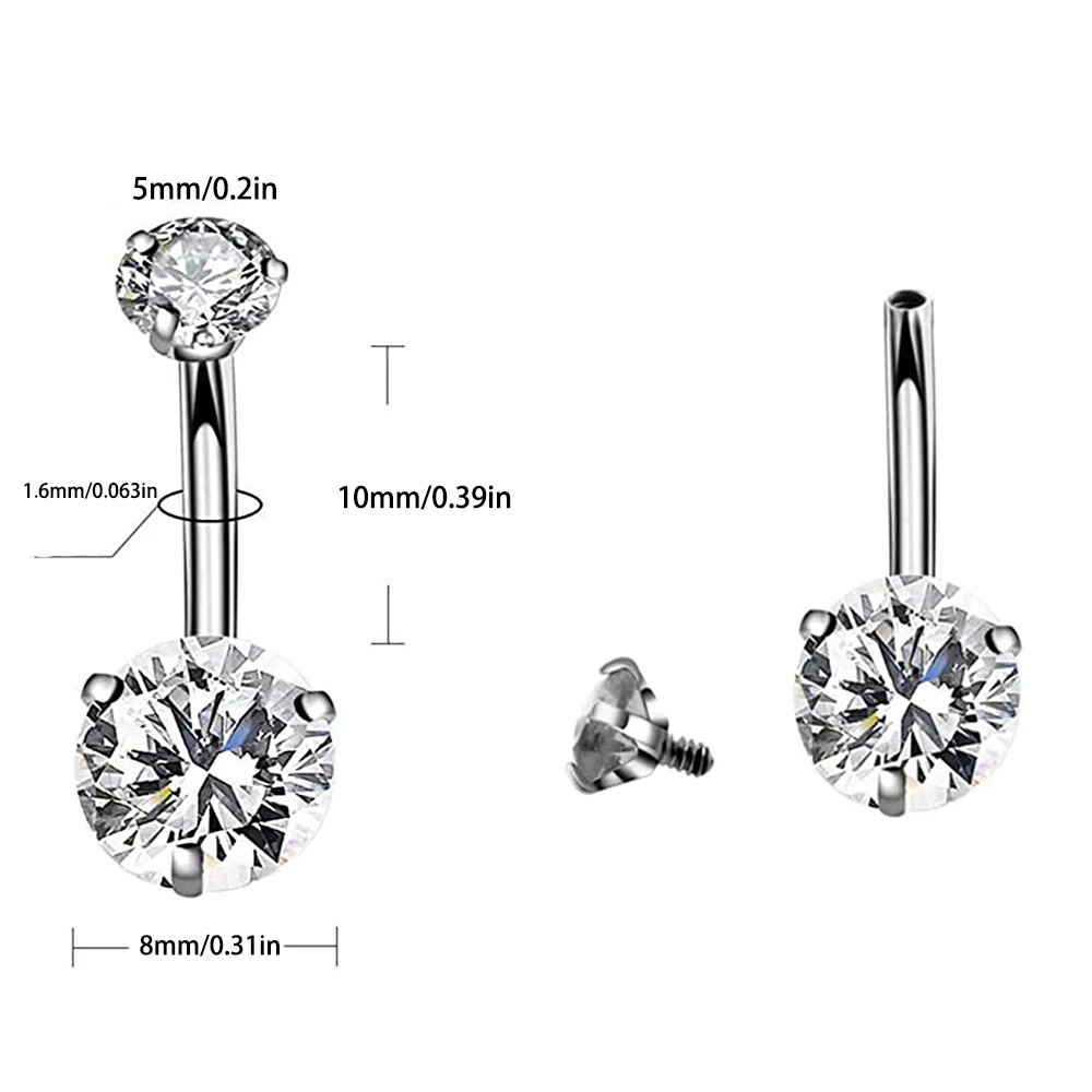 8PCS Belly Piercing Kit - 14G Belly Button Ring with 316L Steel Piercing Needles and Piercing Clamp Belly Kit