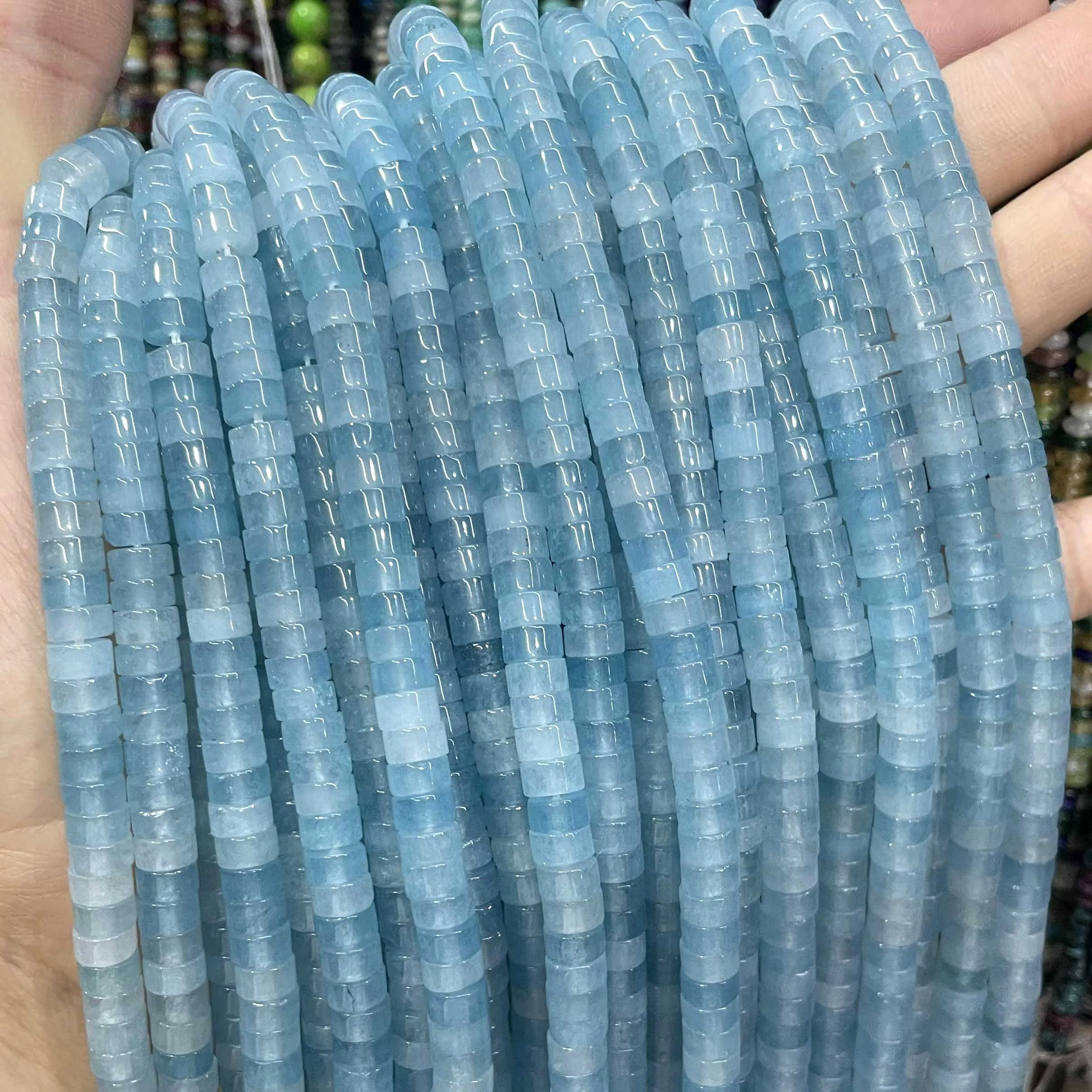 Natural Stone Blue Aquamarine Faceted Rondelle Square Irregular Round Space Beads For Jewelry Making Diy Bracelet Necklace