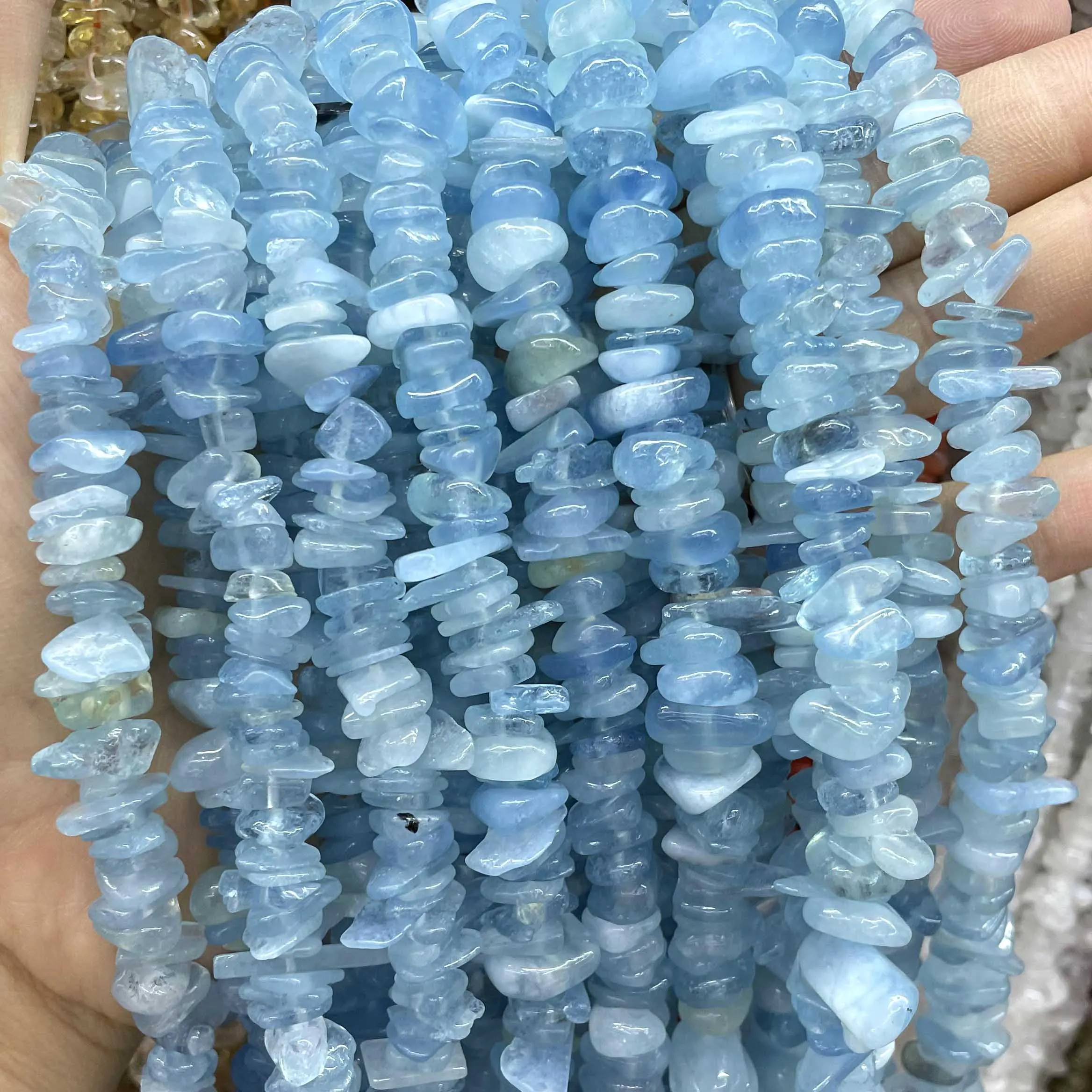 Natural Stone Blue Aquamarine Faceted Rondelle Square Irregular Round Space Beads For Jewelry Making Diy Bracelet Necklace