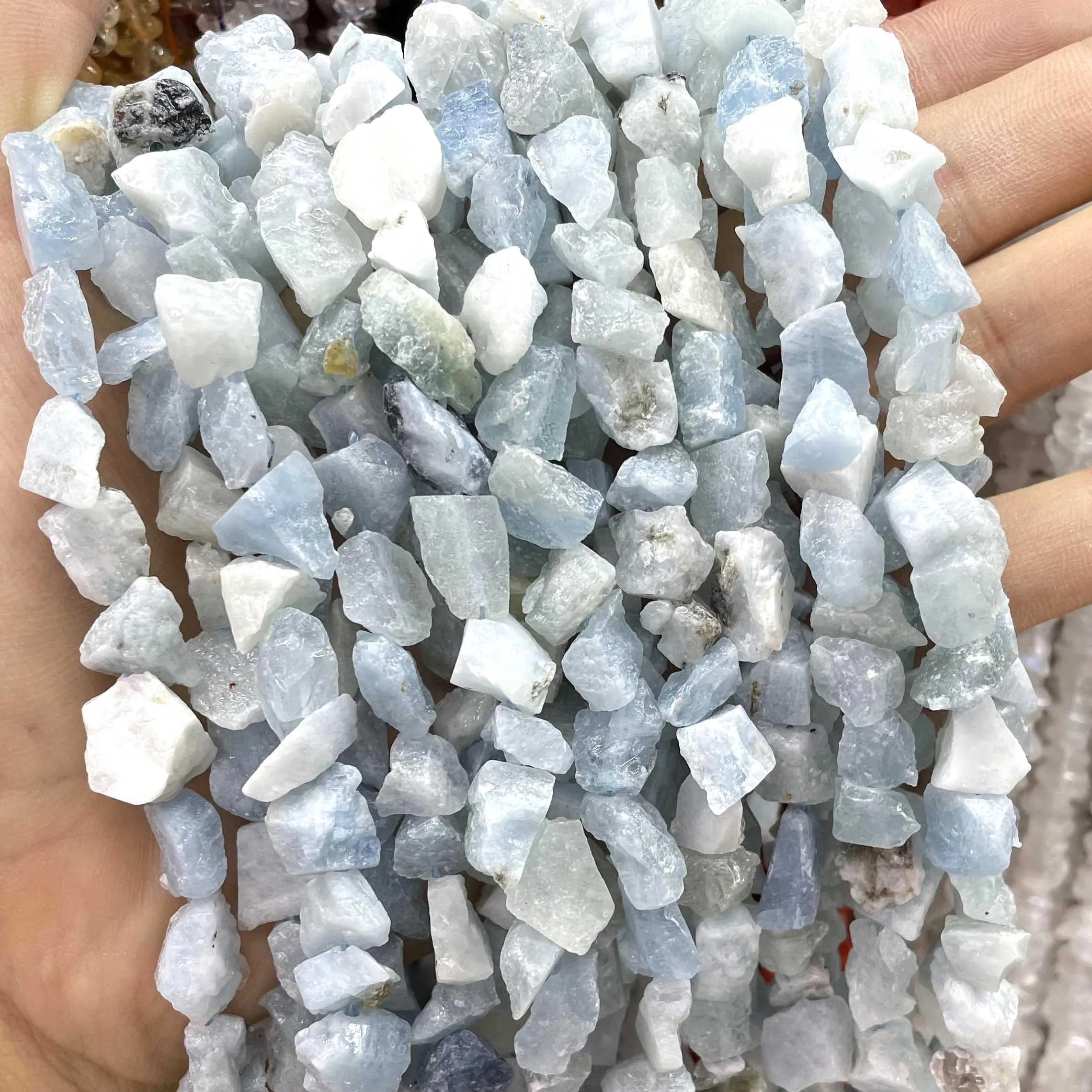 Natural Stone Blue Aquamarine Faceted Rondelle Square Irregular Round Space Beads For Jewelry Making Diy Bracelet Necklace