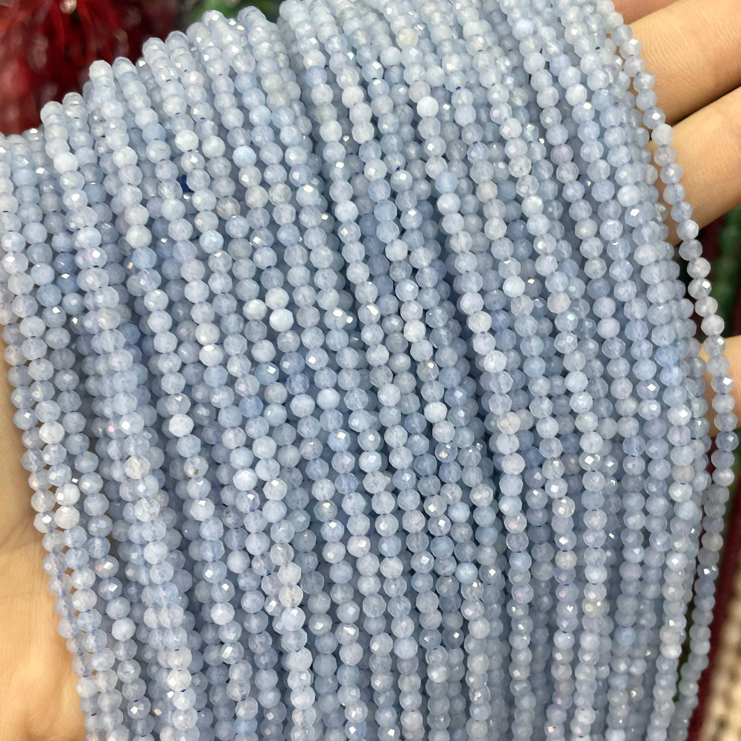 Natural Stone Blue Aquamarine Faceted Rondelle Square Irregular Round Space Beads For Jewelry Making Diy Bracelet Necklace