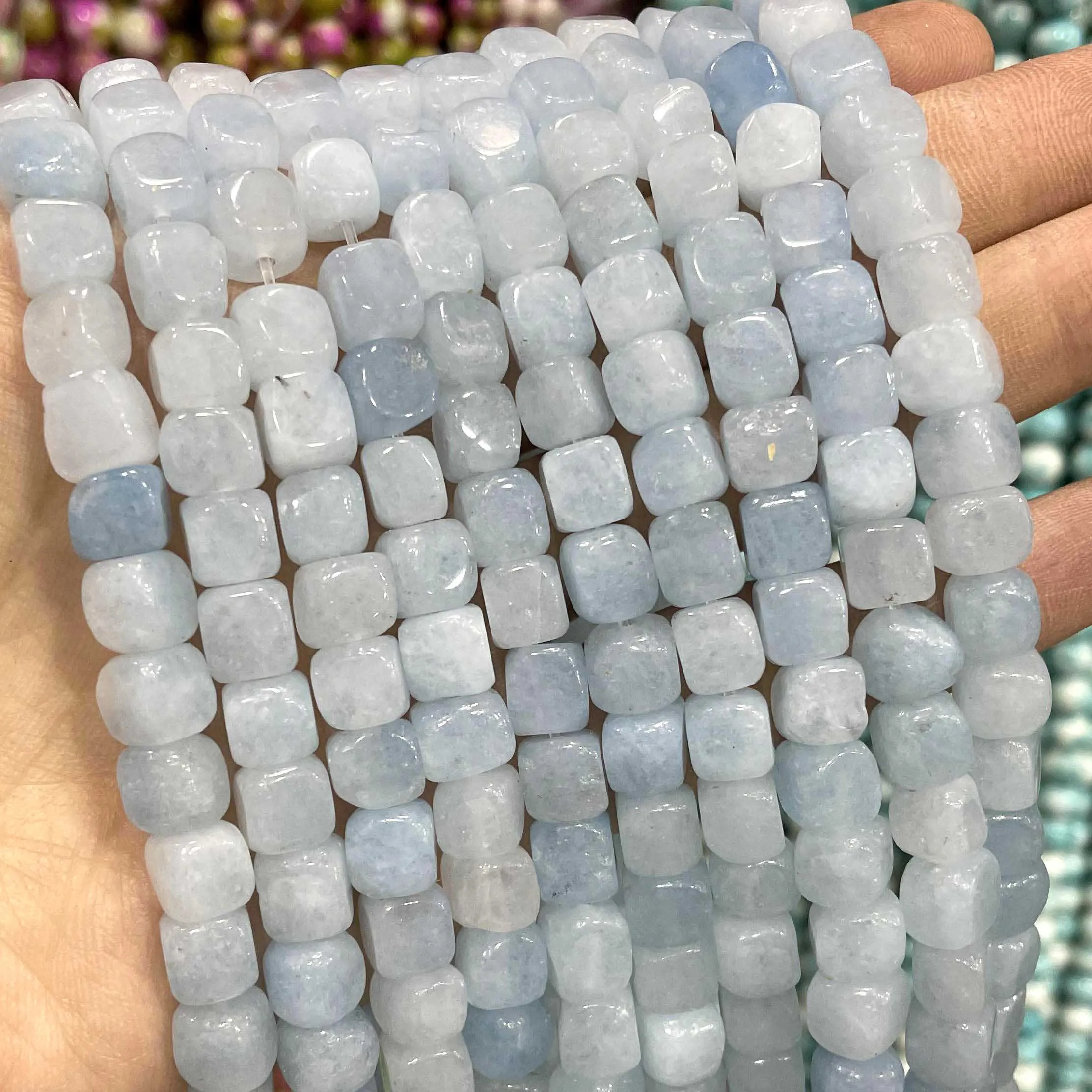 Natural Stone Blue Aquamarine Faceted Rondelle Square Irregular Round Space Beads For Jewelry Making Diy Bracelet Necklace