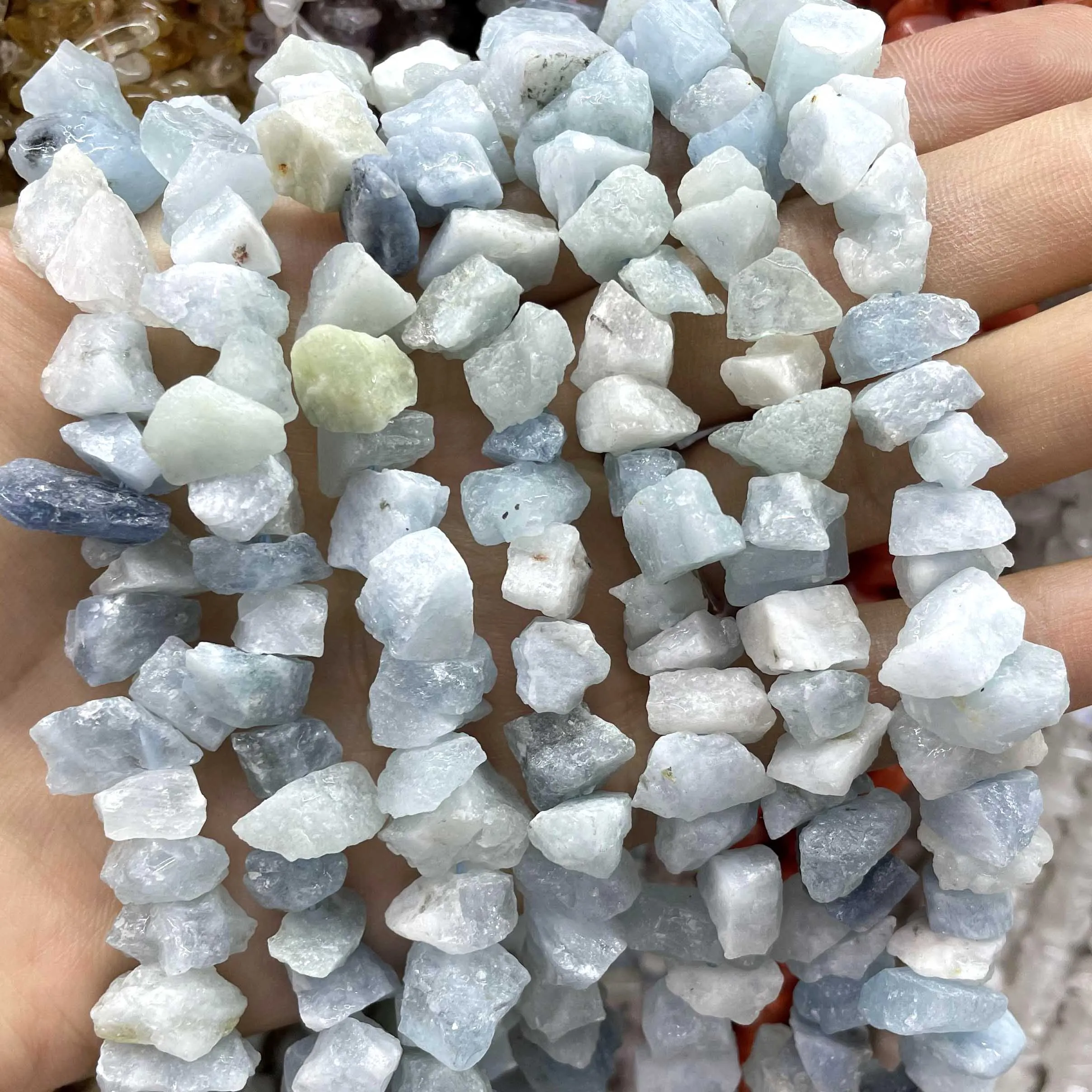 Natural Stone Blue Aquamarine Faceted Rondelle Square Irregular Round Space Beads For Jewelry Making Diy Bracelet Necklace