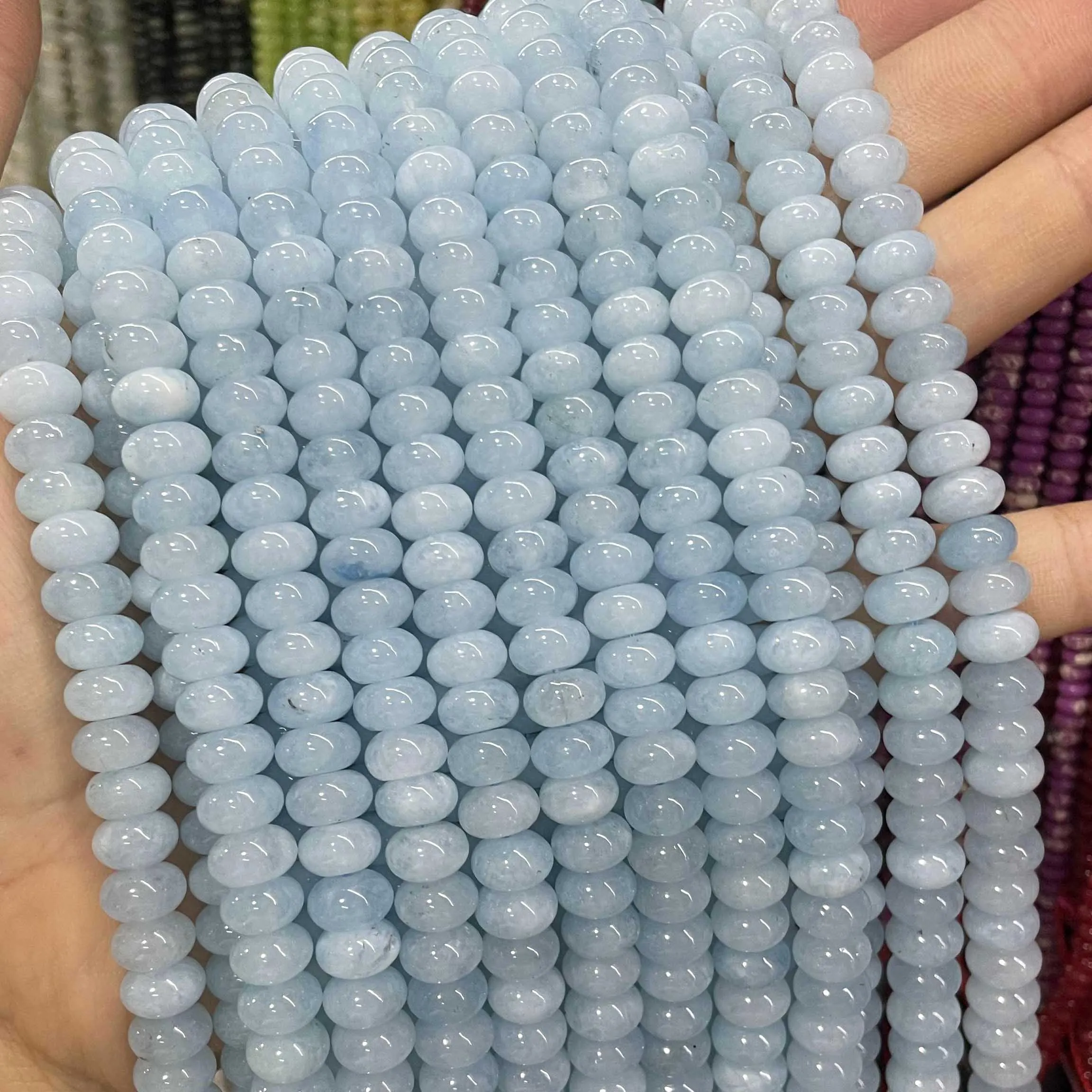 Natural Stone Blue Aquamarine Faceted Rondelle Square Irregular Round Space Beads For Jewelry Making Diy Bracelet Necklace
