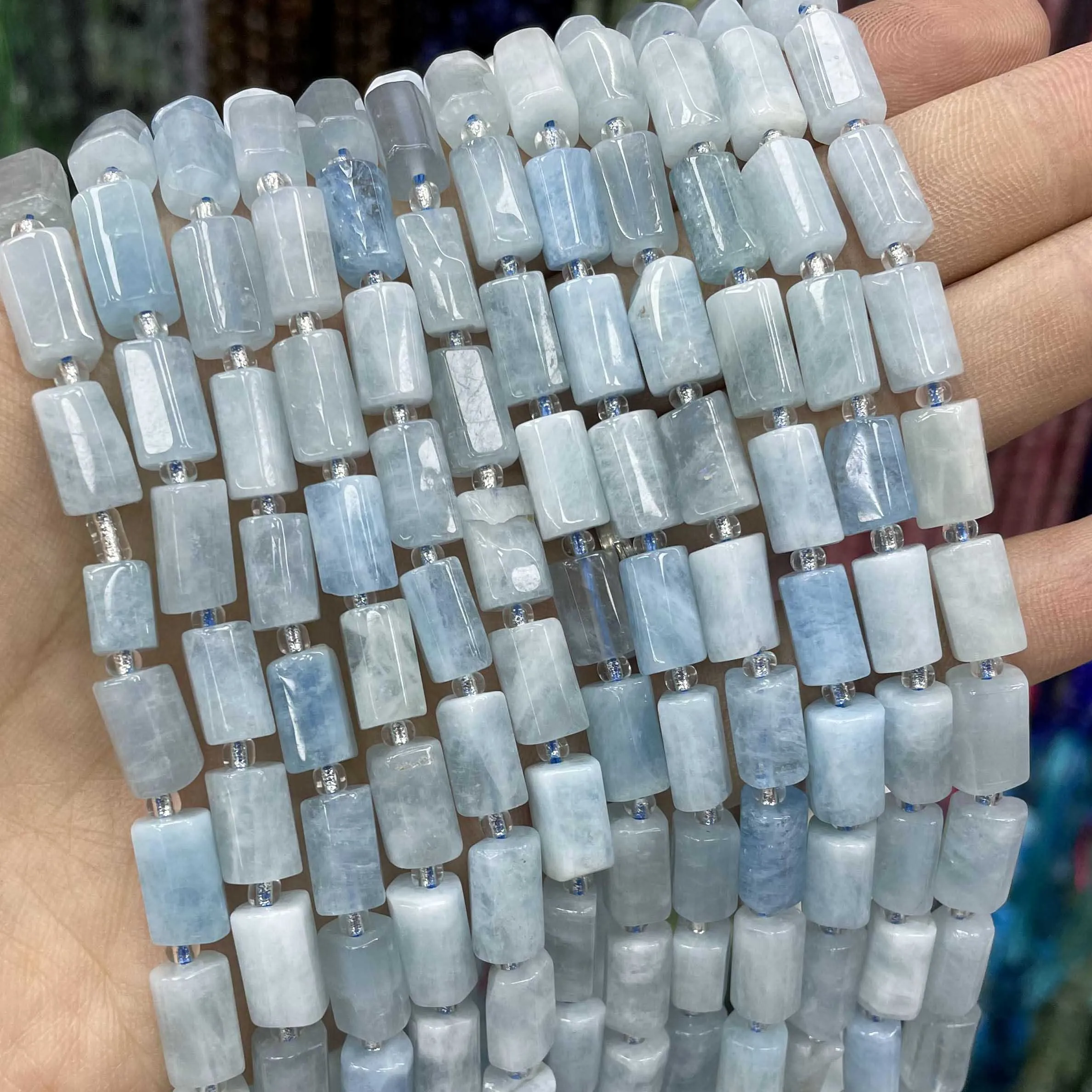 Natural Stone Blue Aquamarine Faceted Rondelle Square Irregular Round Space Beads For Jewelry Making Diy Bracelet Necklace