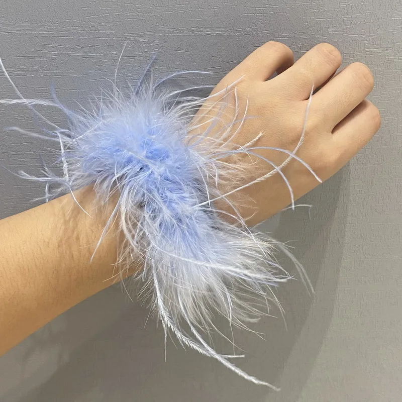 luxury Ostrich feathers cuffs for women arm warmer fur Soft feathers wrist cuffs Women's Feathers Bracelets fur cuffs Accessorie