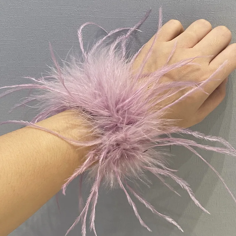 luxury Ostrich feathers cuffs for women arm warmer fur Soft feathers wrist cuffs Women's Feathers Bracelets fur cuffs Accessorie