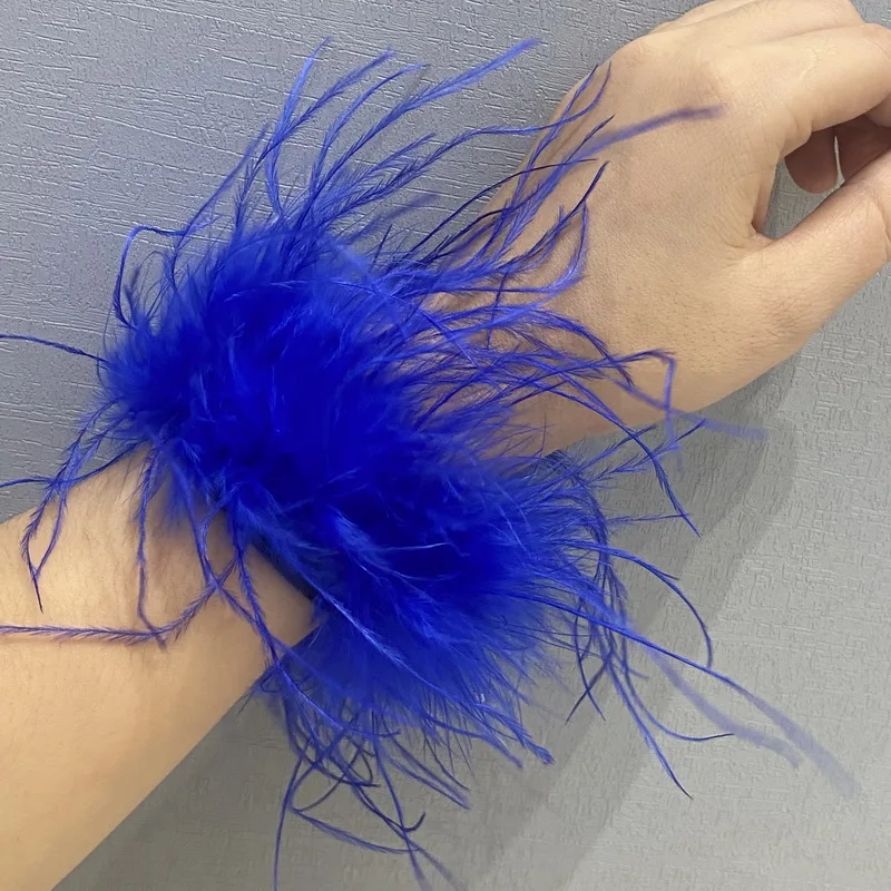 luxury Ostrich feathers cuffs for women arm warmer fur Soft feathers wrist cuffs Women's Feathers Bracelets fur cuffs Accessorie