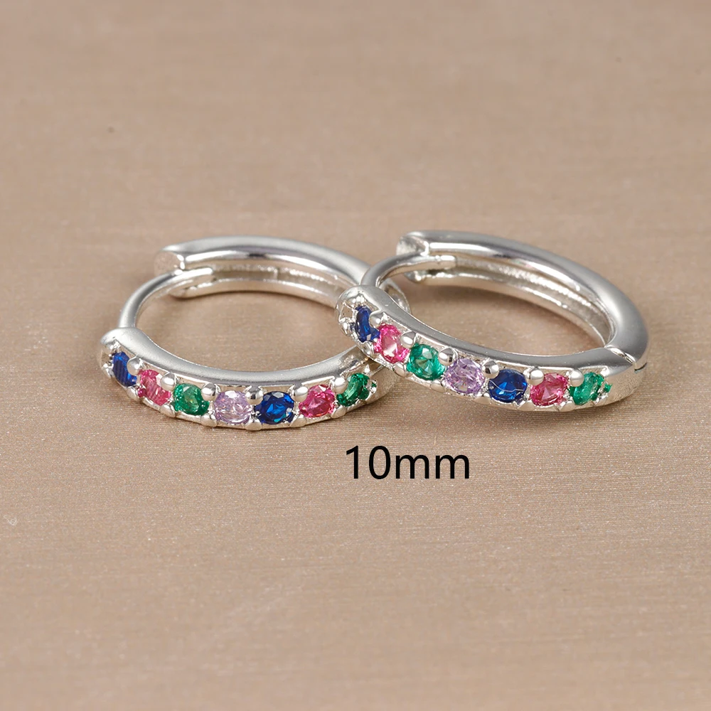 2pcs Stainless Steel Minimal Hoops Earrings for Women Round Circle Punk Helix Tragus Rainbow CZ Huggie Earring Piercing Jewelry