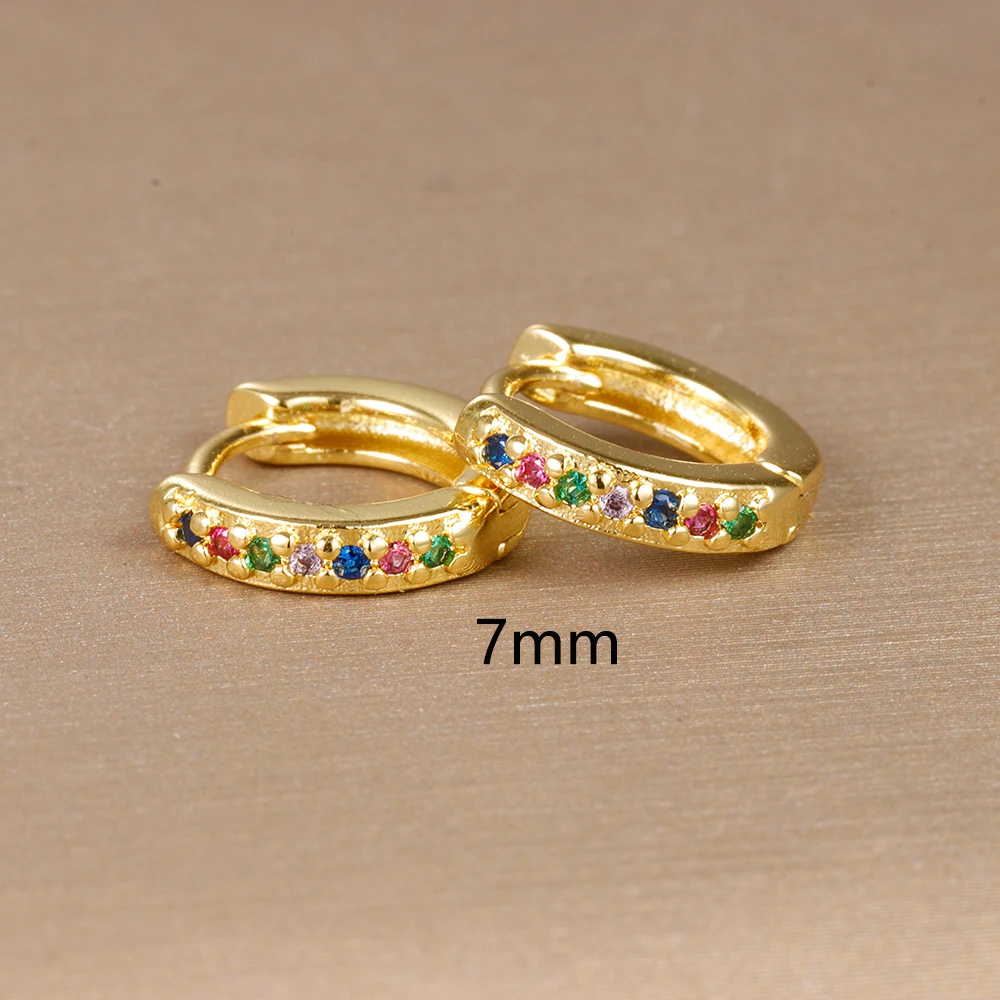 2pcs Stainless Steel Minimal Hoops Earrings for Women Round Circle Punk Helix Tragus Rainbow CZ Huggie Earring Piercing Jewelry