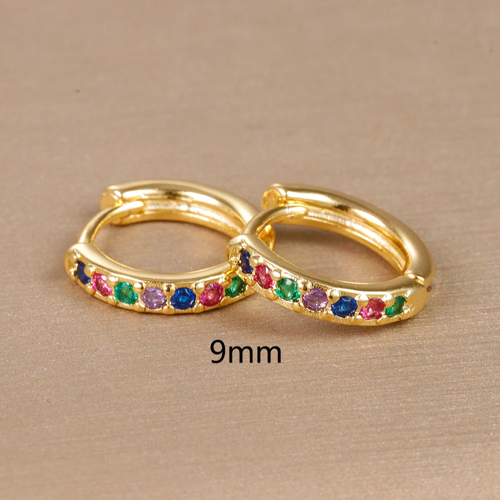 2pcs Stainless Steel Minimal Hoops Earrings for Women Round Circle Punk Helix Tragus Rainbow CZ Huggie Earring Piercing Jewelry