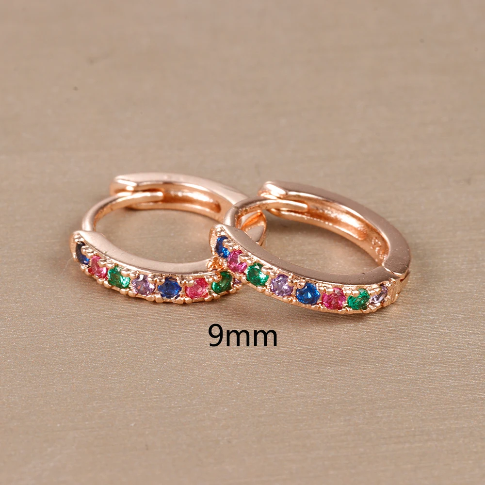 2pcs Stainless Steel Minimal Hoops Earrings for Women Round Circle Punk Helix Tragus Rainbow CZ Huggie Earring Piercing Jewelry