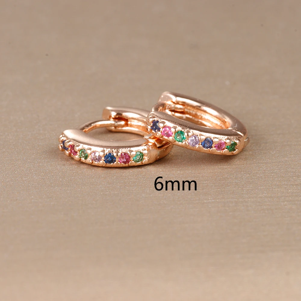 2pcs Stainless Steel Minimal Hoops Earrings for Women Round Circle Punk Helix Tragus Rainbow CZ Huggie Earring Piercing Jewelry