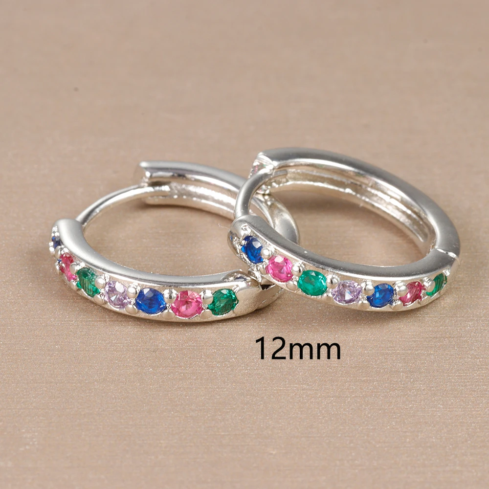 2pcs Stainless Steel Minimal Hoops Earrings for Women Round Circle Punk Helix Tragus Rainbow CZ Huggie Earring Piercing Jewelry