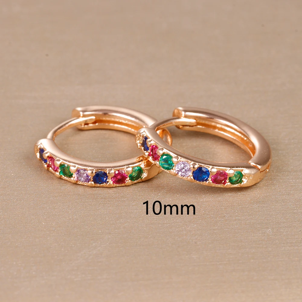2pcs Stainless Steel Minimal Hoops Earrings for Women Round Circle Punk Helix Tragus Rainbow CZ Huggie Earring Piercing Jewelry