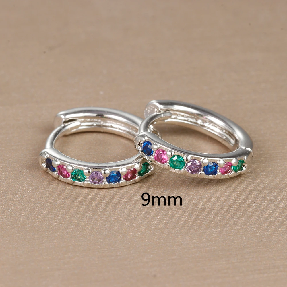 2pcs Stainless Steel Minimal Hoops Earrings for Women Round Circle Punk Helix Tragus Rainbow CZ Huggie Earring Piercing Jewelry
