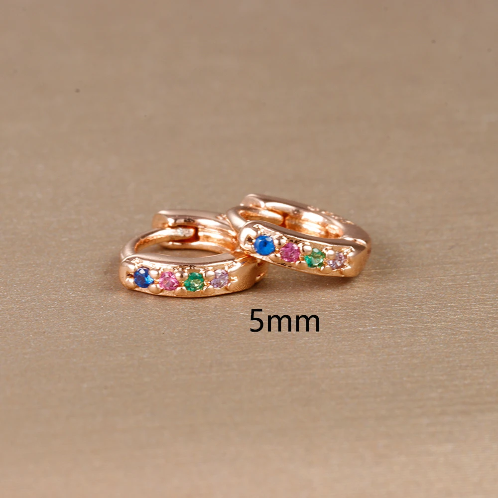 2pcs Stainless Steel Minimal Hoops Earrings for Women Round Circle Punk Helix Tragus Rainbow CZ Huggie Earring Piercing Jewelry