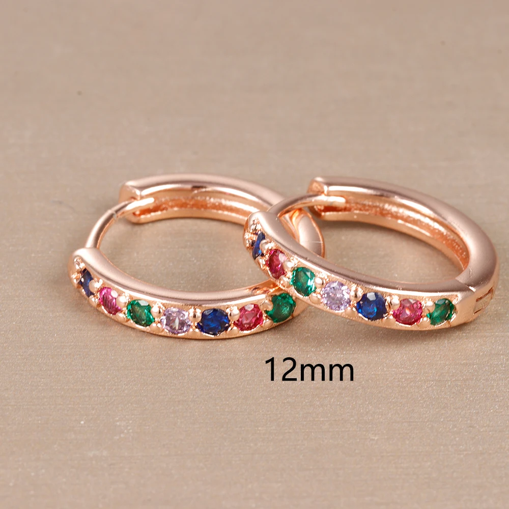 2pcs Stainless Steel Minimal Hoops Earrings for Women Round Circle Punk Helix Tragus Rainbow CZ Huggie Earring Piercing Jewelry