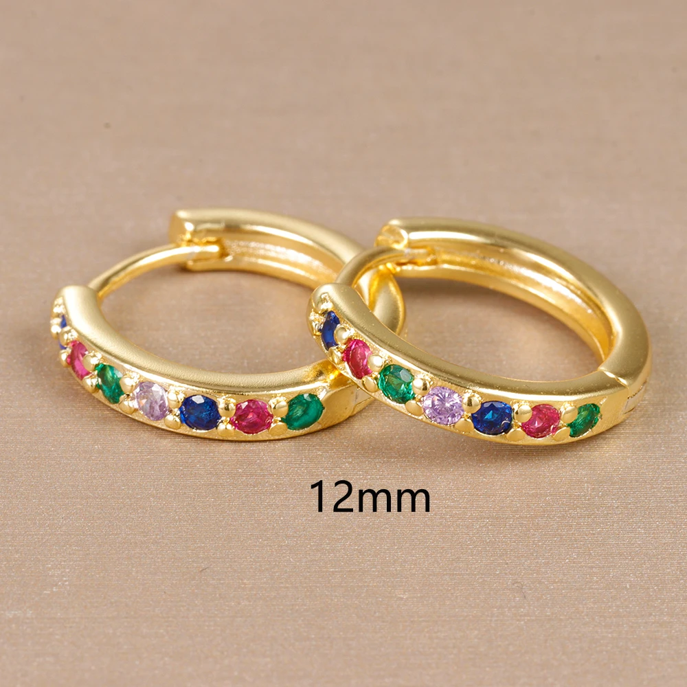 2pcs Stainless Steel Minimal Hoops Earrings for Women Round Circle Punk Helix Tragus Rainbow CZ Huggie Earring Piercing Jewelry