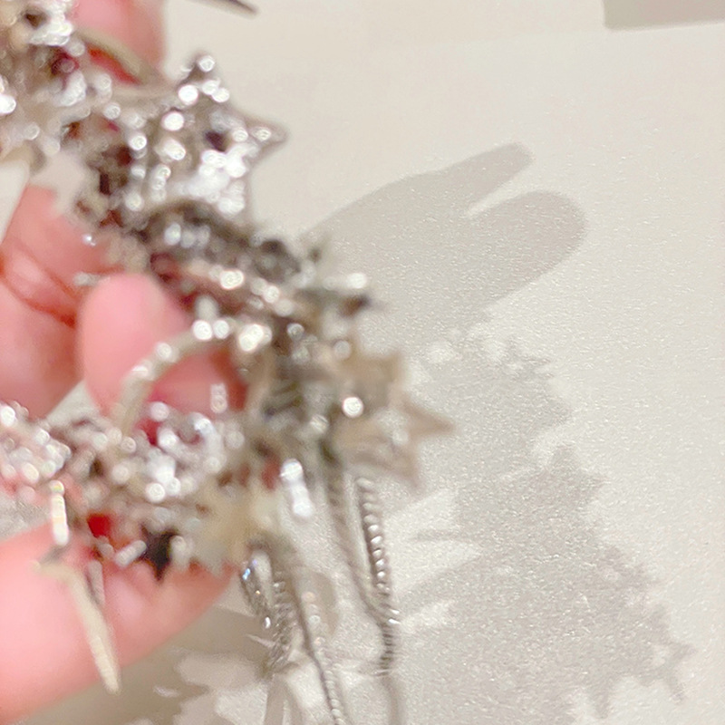 Star Sequin Hollowed Out Necklace for Women Fashion Inlaid Rhinestone Tassels Choker Necklace Y2k Style Accessories Gift