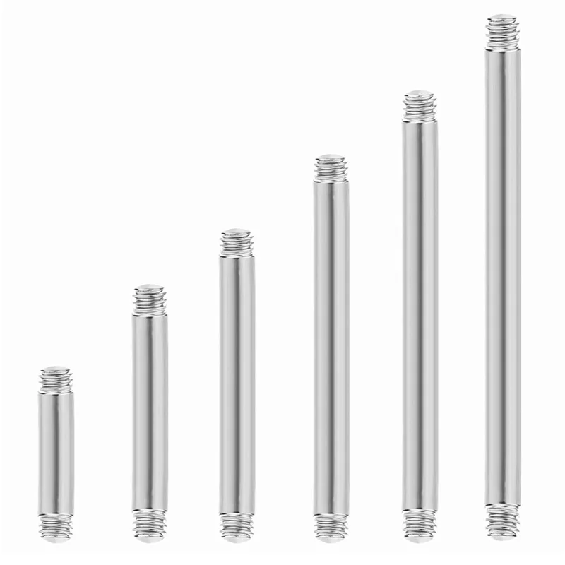 10PCS 4-42mm 316L Surgical Steel Straight Piercing Barbell Tongue Ring Replacement Accessories Ear Helix Piercing Jewelry 14/16G