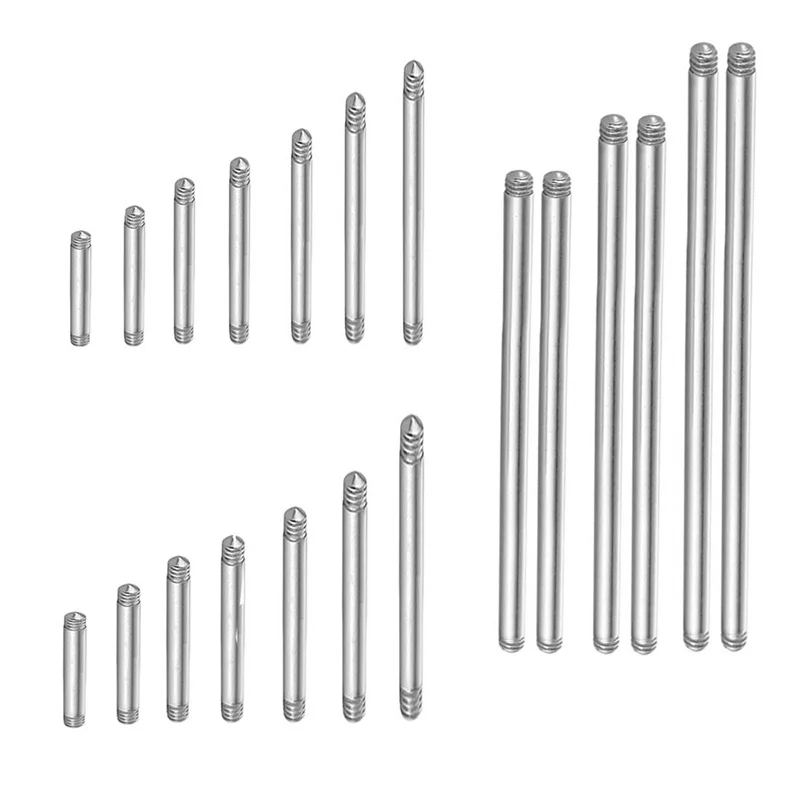 10PCS 4-42mm 316L Surgical Steel Straight Piercing Barbell Tongue Ring Replacement Accessories Ear Helix Piercing Jewelry 14/16G