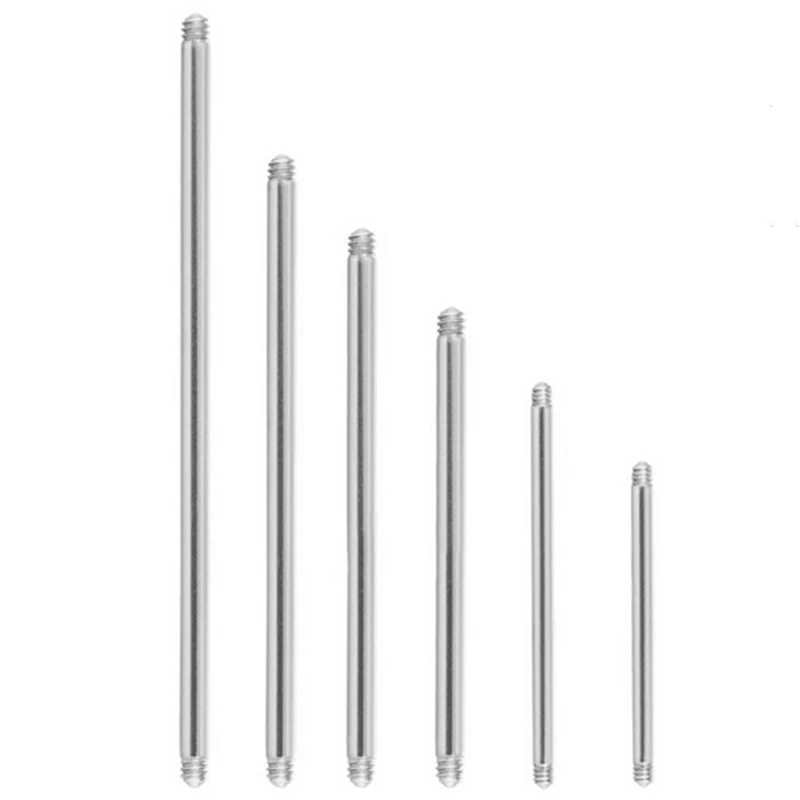 10PCS 4-42mm 316L Surgical Steel Straight Piercing Barbell Tongue Ring Replacement Accessories Ear Helix Piercing Jewelry 14/16G