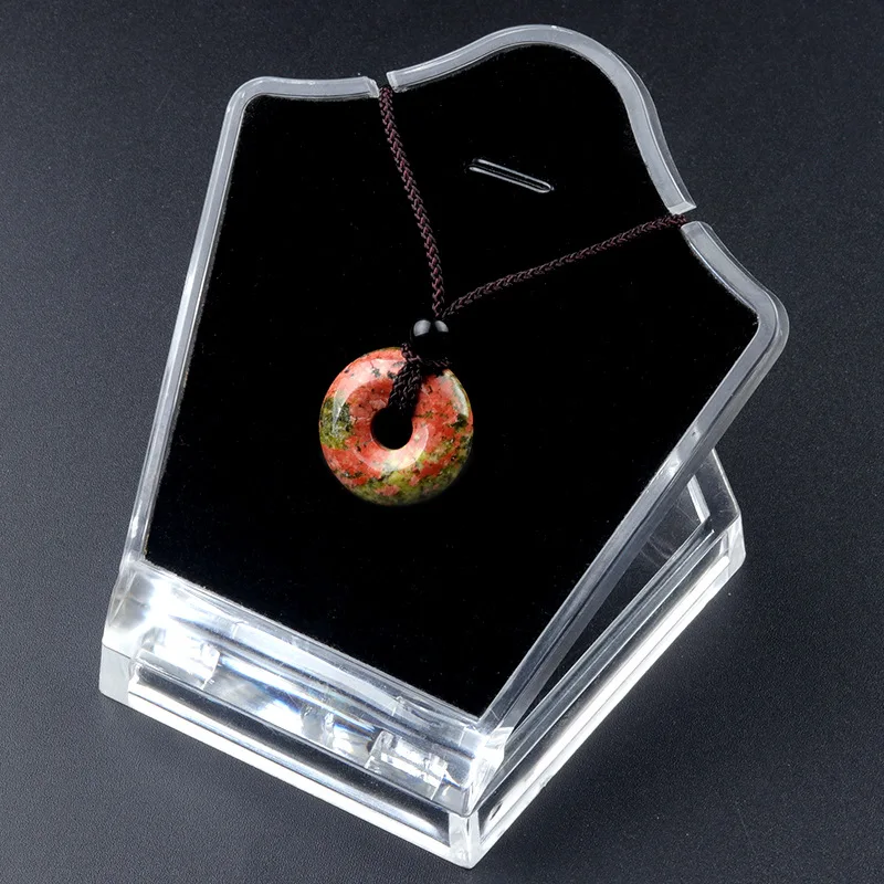 20mm Circle Donut Healing Crystals Necklace Natural Chakra Gemstone Stone Amulet Lucky Coin Donuts Charm Protection Quartz Agate
