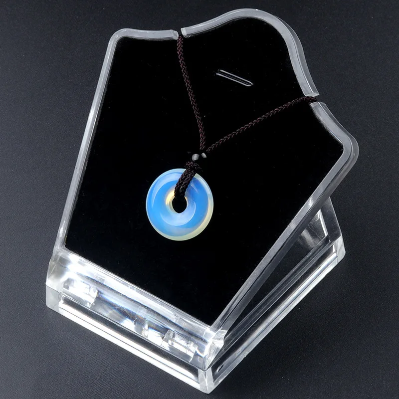 20mm Circle Donut Healing Crystals Necklace Natural Chakra Gemstone Stone Amulet Lucky Coin Donuts Charm Protection Quartz Agate