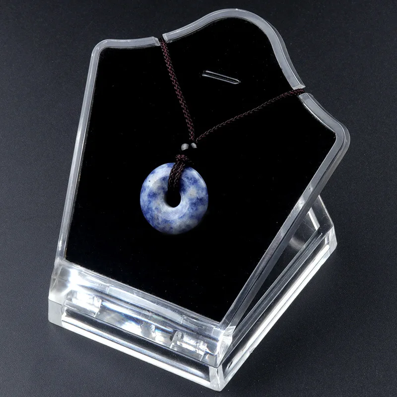 20mm Circle Donut Healing Crystals Necklace Natural Chakra Gemstone Stone Amulet Lucky Coin Donuts Charm Protection Quartz Agate