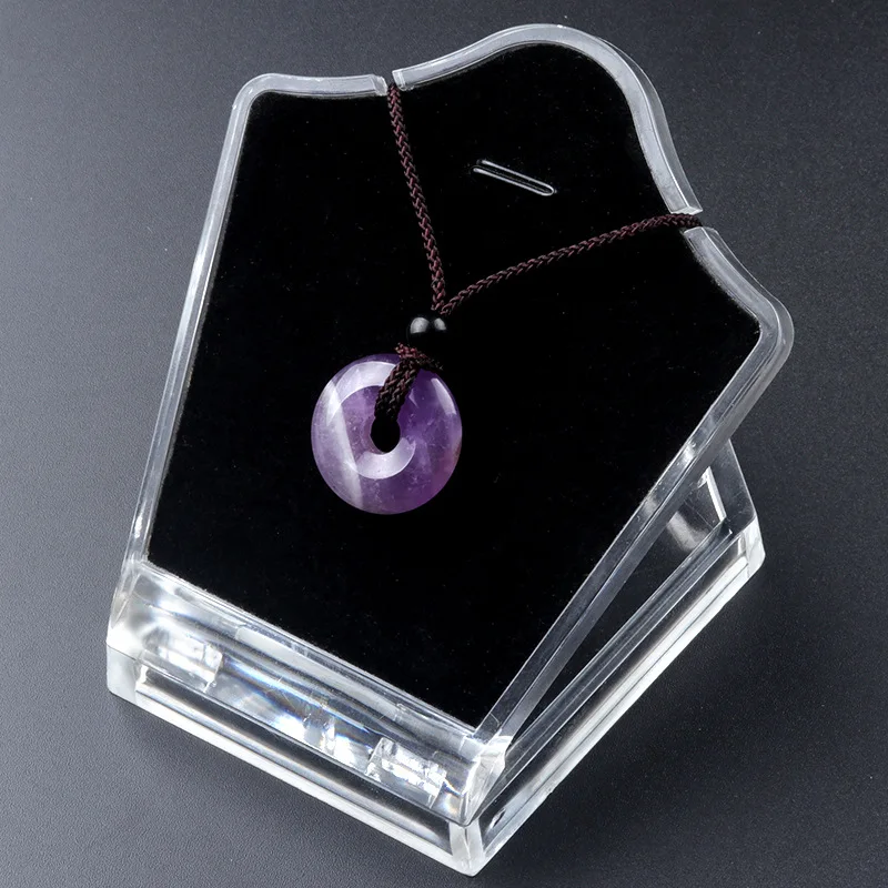 20mm Circle Donut Healing Crystals Necklace Natural Chakra Gemstone Stone Amulet Lucky Coin Donuts Charm Protection Quartz Agate