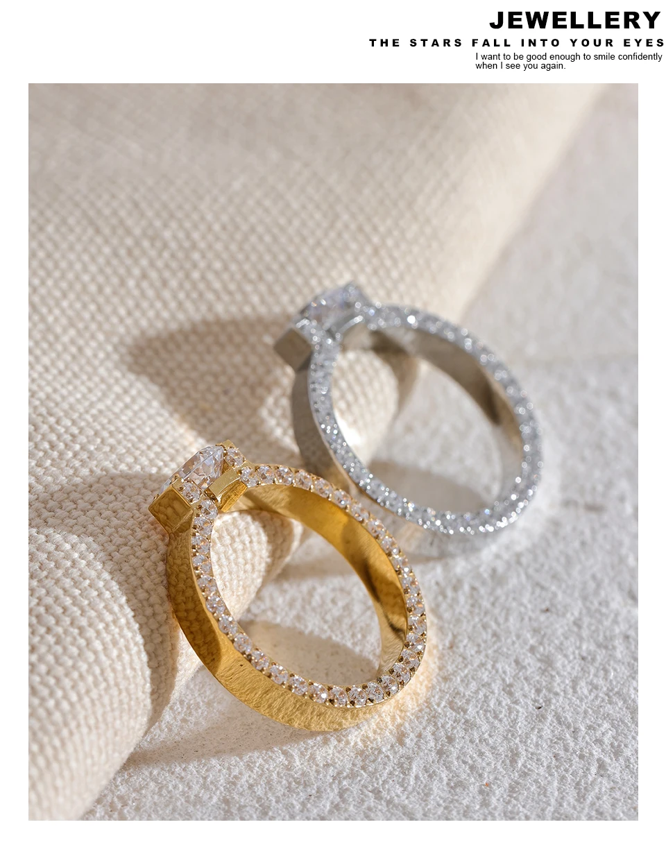 Yhpup Luxury Bling AAA Cubic Zirconia Stainless Steel Fashion Wedding Ring Women High Quality Exquisite Anniversary Jewelry Gift
