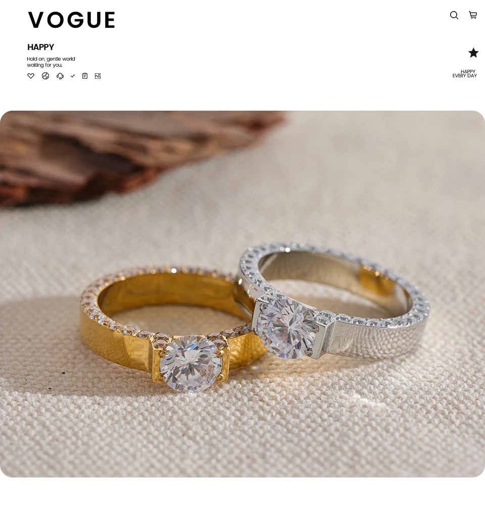 Yhpup Luxury Bling AAA Cubic Zirconia Stainless Steel Fashion Wedding Ring Women High Quality Exquisite Anniversary Jewelry Gift